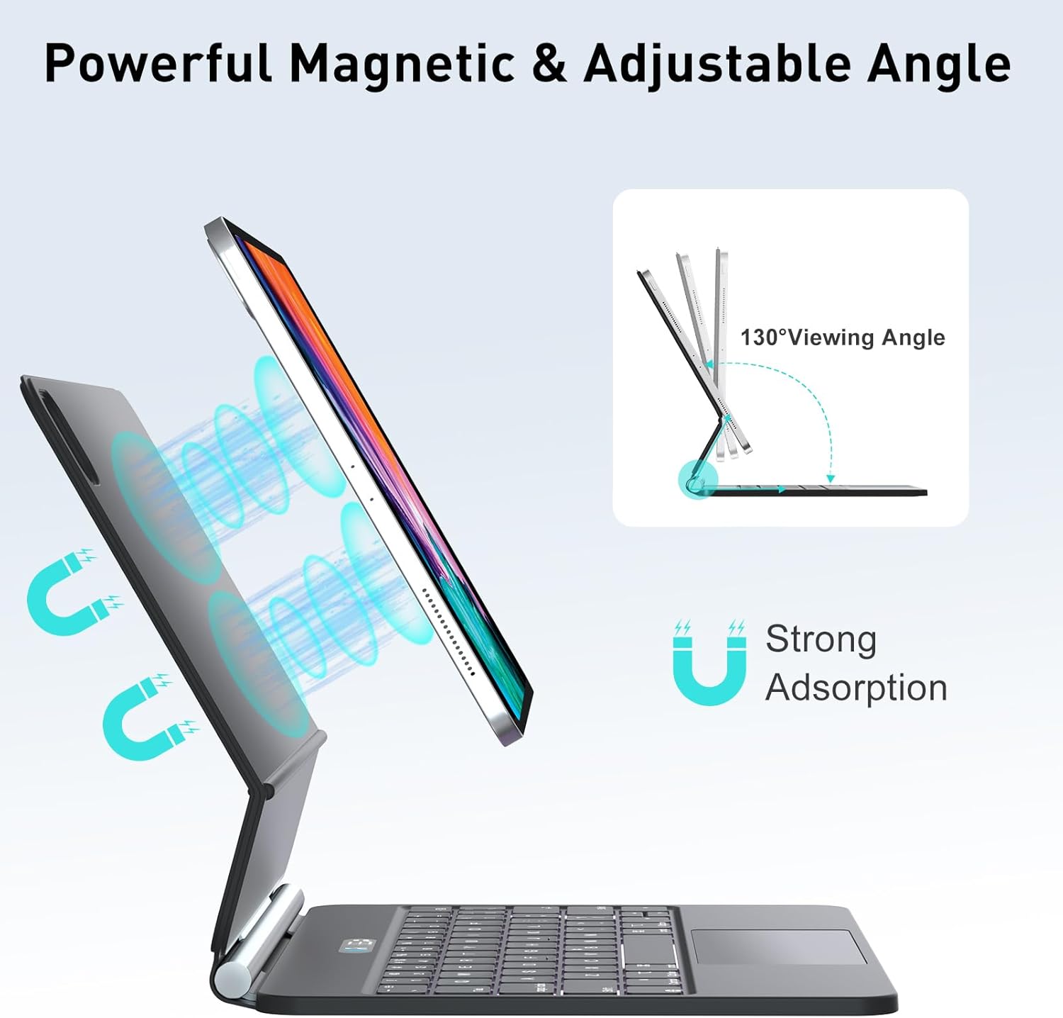 BOBOLEE Magic Keyboard – Funda para iPad Pro de 12.9 pulgadas 6543 generación con soporte voladizo flotante, funda de teclado magnética con trackpad