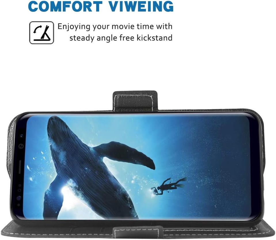 Funda para teléfono Samsung Galaxy S8 Plus, funda tipo cartera con tapa, piel sintética, ranuras para tarjetas de crédito, protección de cuerpo