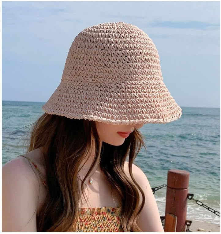 Sombrero de paja para mujer, sombrero de pescador, sombrero de pesca, sombrero de playa, gorra plegable, gorras de verano