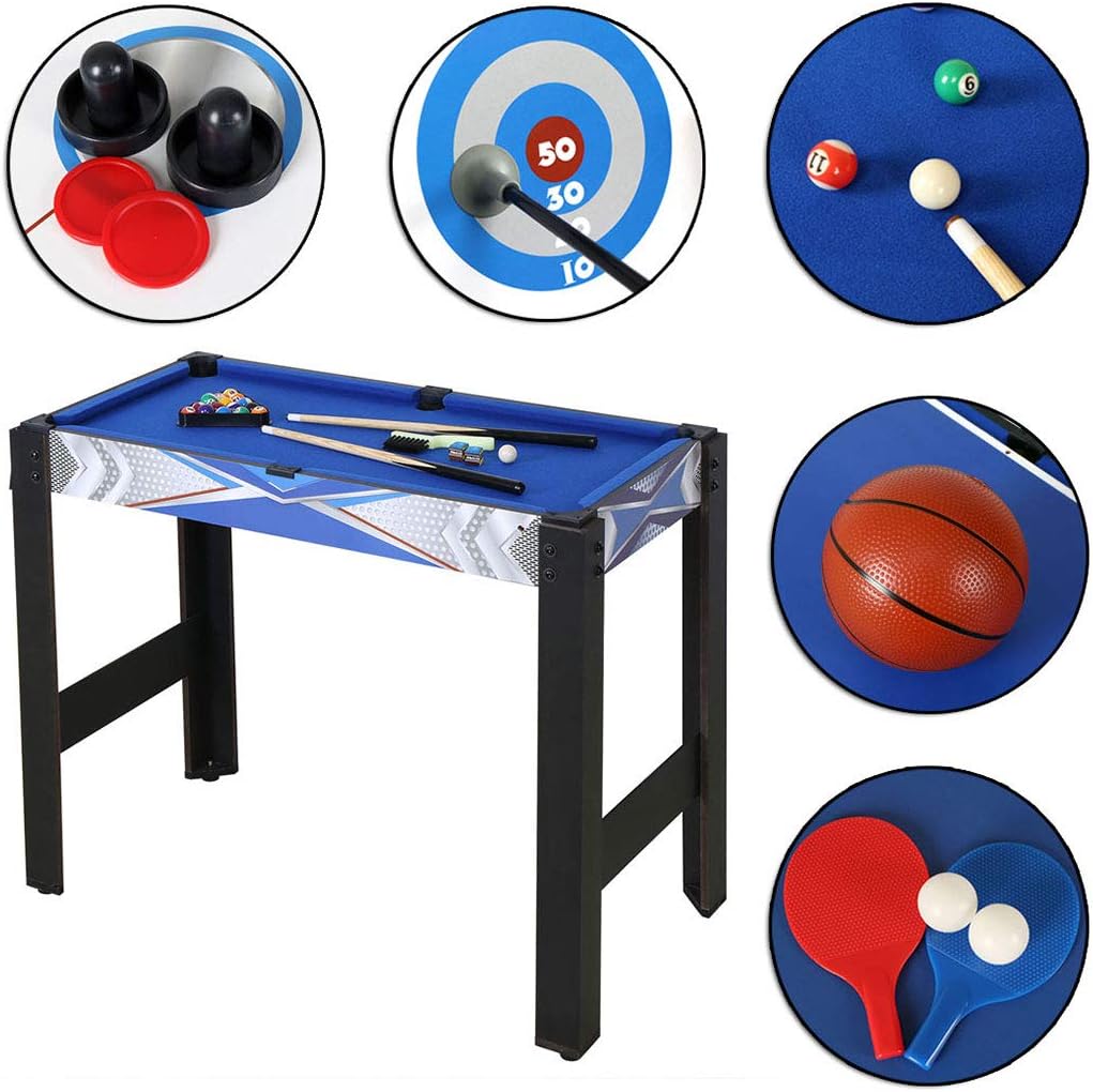HLC Mesa de juego combinada múltiple de 3 pies 5 en 1, juego de mesa plegable de combinación de juegos múltiples con mesa de billar, mesa de hockey,