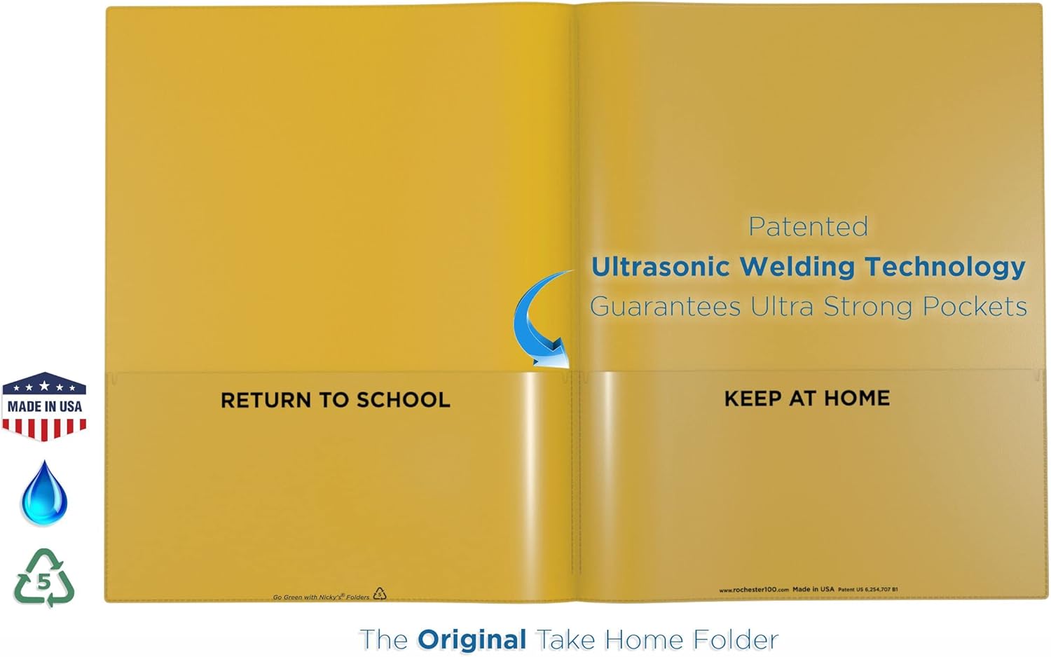 Nicky’s Folder – Carpeta para padres y profesores, patentada, resistente a desgarros, plástico flexible, 2 bolsillos interiores, 2 fundas
