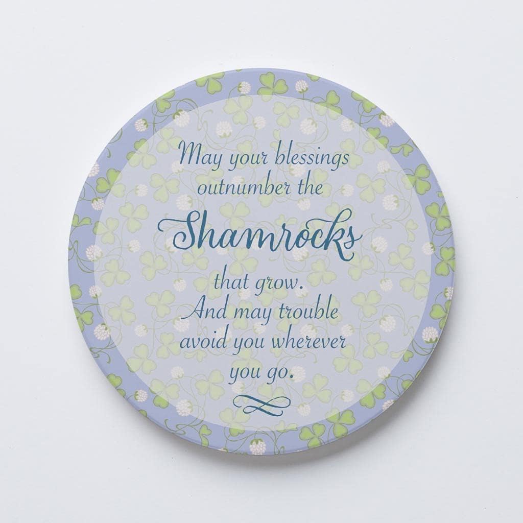 Irish Blessing, Joyride Home Decor – Posavasos de cerámica individual, portavasos circular individual de 4 pulgadas, parte trasera de corcho