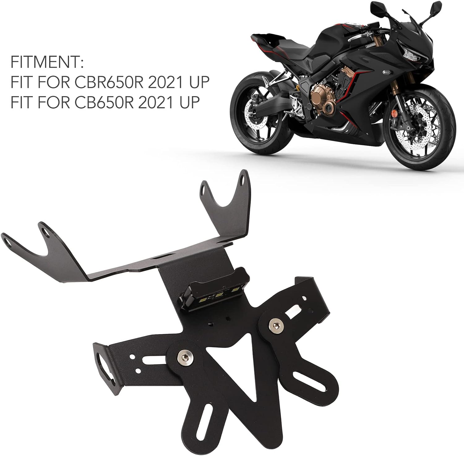 Yctze Soporte de placa trasera de motocicleta con ensamblajes de luz trasera powersports Soporte de placa de matrícula de motocicleta Ho