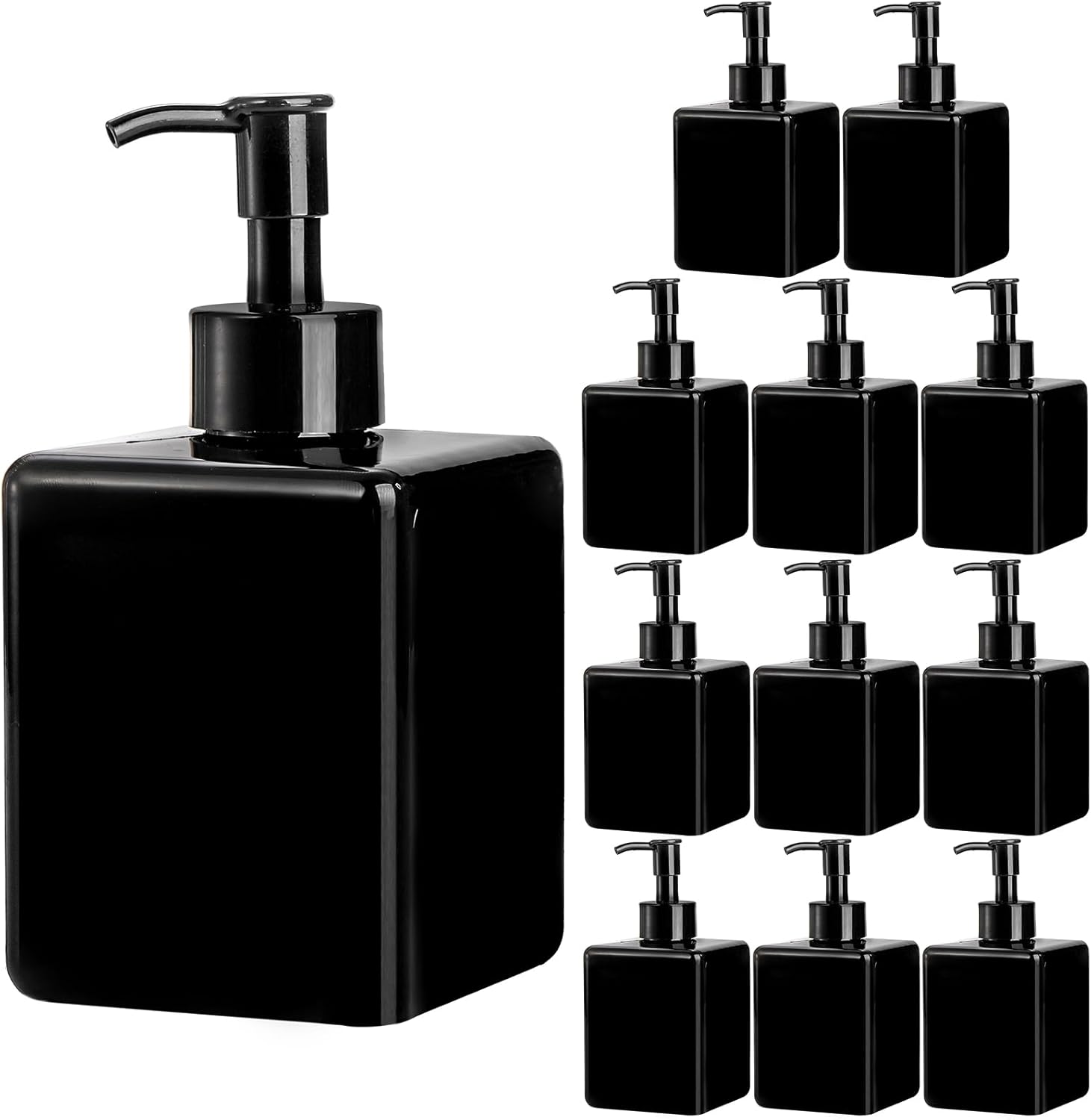 Okllen Paquete de 12 botellas dispensadoras vacías rellenables de botellas dispensadoras, botellas de plástico de champú y acondicionador de 12
