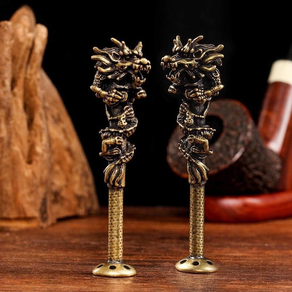 Herramienta de manipulación de pipas de tabaco, Retro Pokers Dragón tallado, 6 agujeros, accesorios de limpieza de pipas Tom’s Wheezes decoraciones