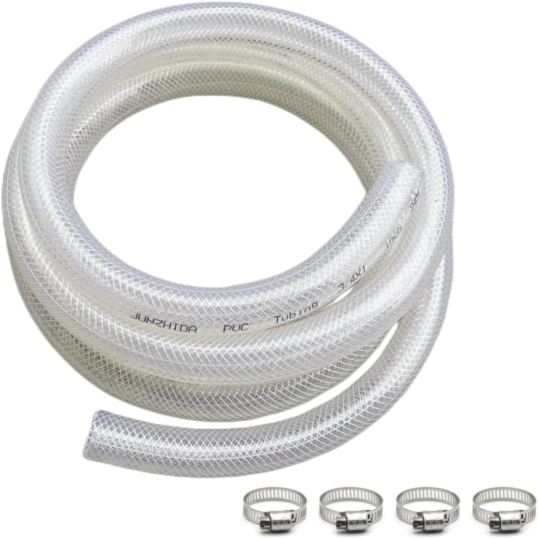 Tubo de vinilo de PVC transparente trenzado de alta presión de 34 pulgadas de diámetro interior x 1 pulgada de diámetro exterior de 50 pies, tubo