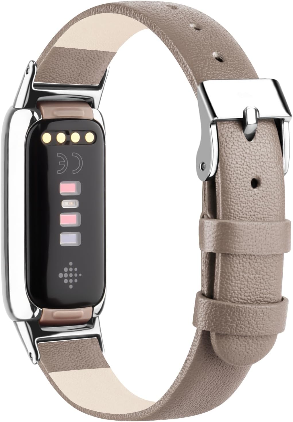 Vancle Correa de cuero compatible con Fitbit Luxe Band, correa de cuero delgada ajustable, correa de repuesto para reloj inteligente Fitbit Luxe