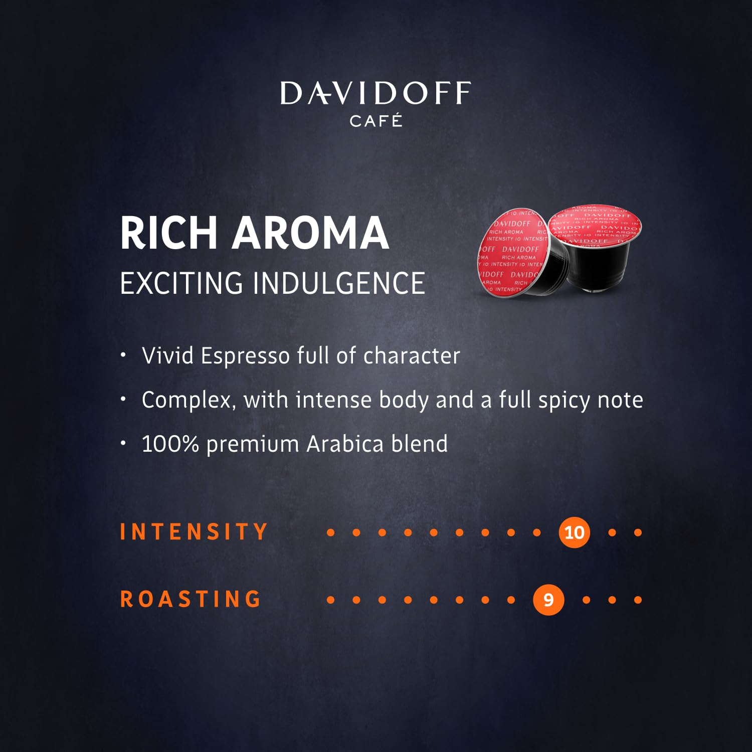 DAVIDOFF Cápsulas de café de aroma rico. Compatible con máquina Nespresso, vívido y picante, granos 100% arábica, intensidad 1012. Tostado 912.