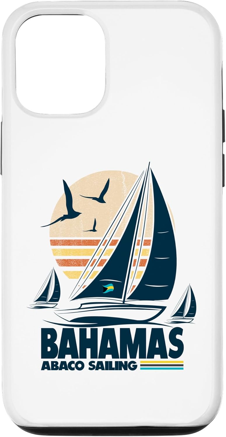 Funda para iPhone 13 Abaco Sloop Sailing Bahamas Regatta Sailboat Bahamian Flag Case