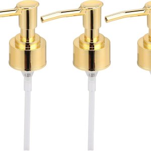 Repuesto de bomba dispensadora de jabón, 3 piezas ABS dorado champú, bomba de jabón dispensador de loción de jabón, cabezal de bomba de 28400 rosca Repuesto de bomba dispensadora de jabón, 3 piezas ABS dorado champú, bomba de jabón dispensador de loción de jabón, cabezal de bomba de 28400 rosca