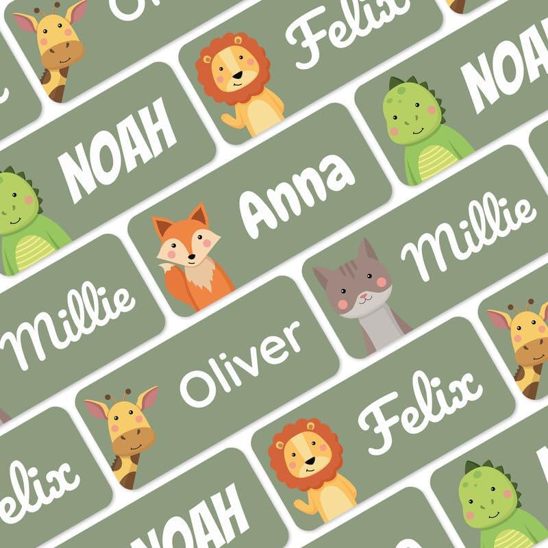 melu kids Etiquetas de nombre para niños, ropa y artículos (50), etiquetas de nombre autoadhesivas, etiquetas personalizables impermeables (1.2 x