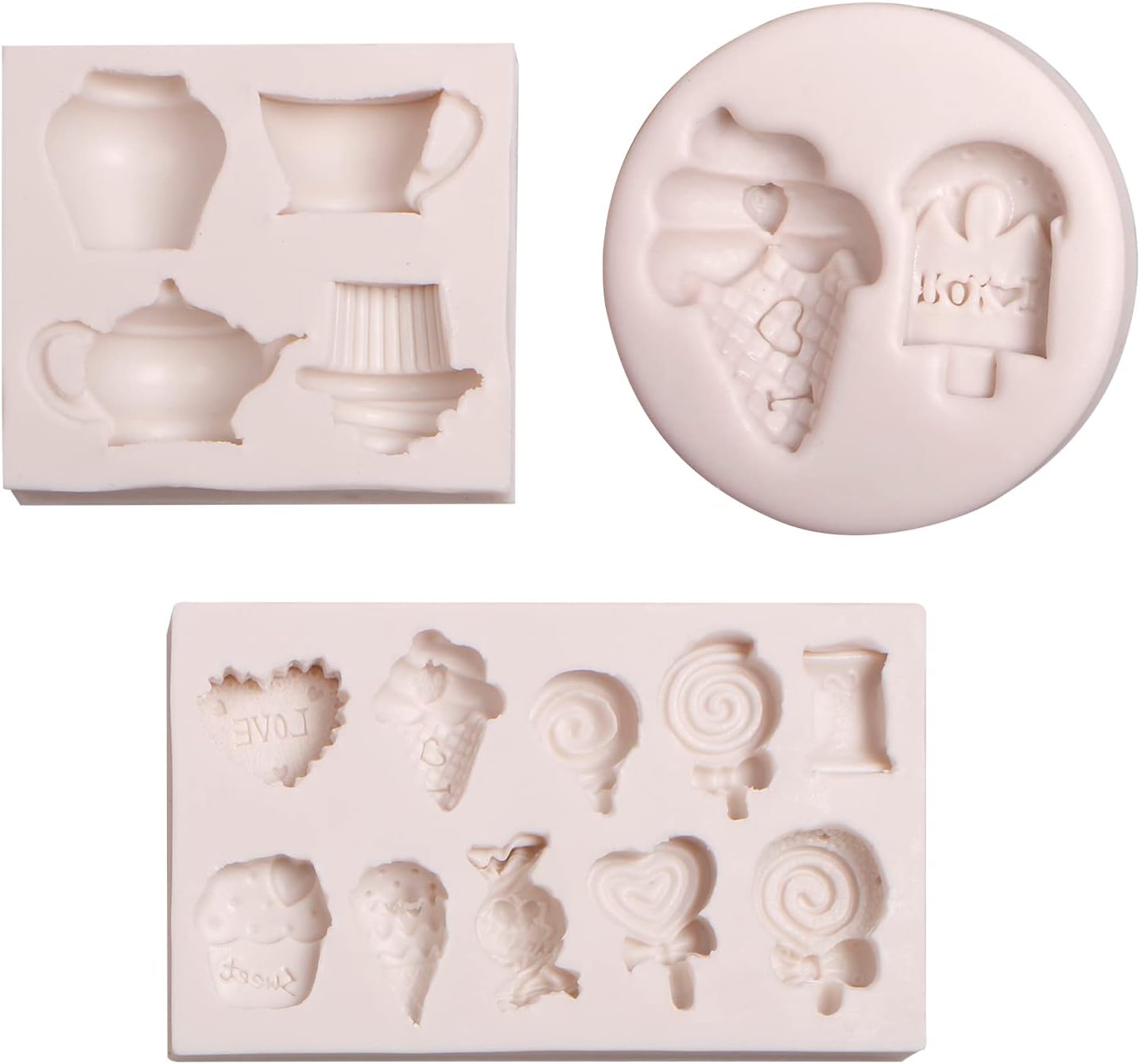 Molde de silicona para caramelos de piruleta, molde de chocolate para pastel de helado, tetera, fondant, moldes para hornear para decoración de