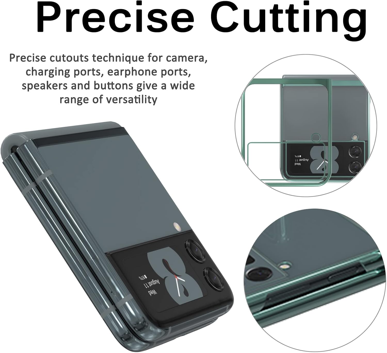 Miimall Funda compatible con Samsung Galaxy Z Flip 3 2021, a prueba de golpes y antiarañazos, delgada, rígida, de policarbonato, protector