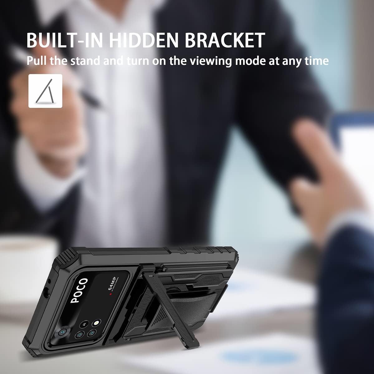 CCSamll – Funda para Xiaomi Poco M4 Pro 4G (no 5G) con funda de clip para cinturón, funda de protección resistente de grado militar con soporte,