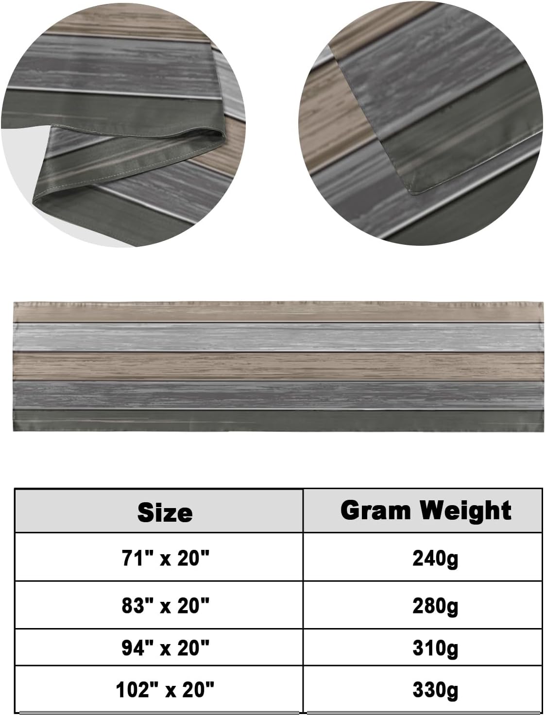 Camino de cama tamaño Queen, estilo rústico de grano de madera gris degradado, bufandas decorativas, estilo campestre vintage, camino de cama suave