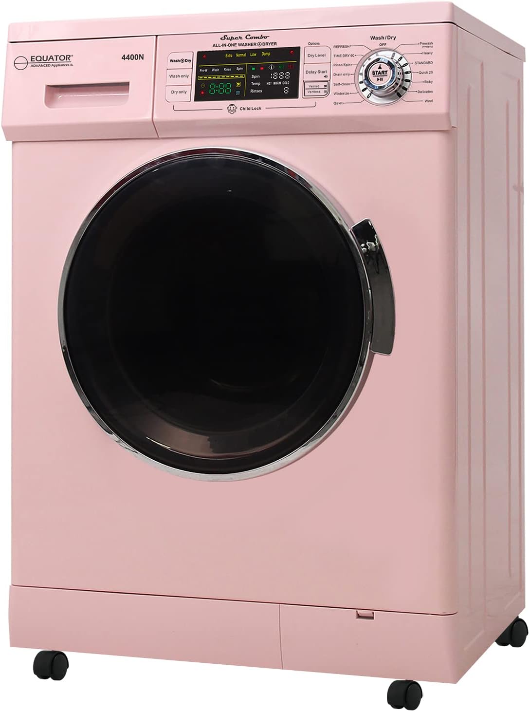 Equator ProCompact 110V VentiladoVentless 13lbs Combo Lavadora Secadora+Kit de Portabilidad (Rosa)