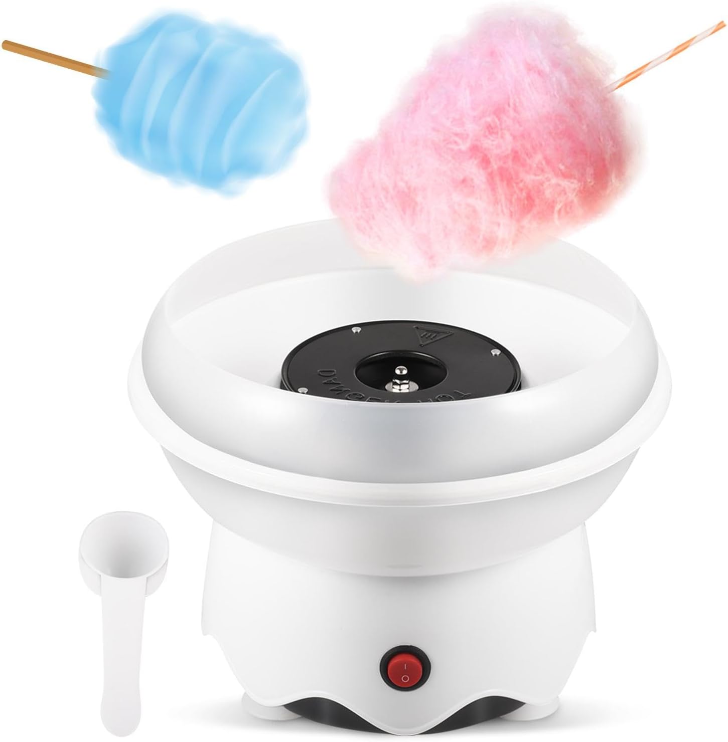 Máquina de algodón de azúcar para niños, máquina retro de algodón de azúcar con cucharapalitos de azúcar, mejor para regalos de cumpleaños, fiestas,