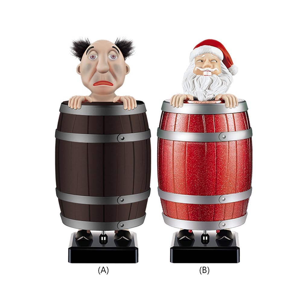 Dispensador divertido y peculiar, caja de broma Holr, S Claus in The Woon Barrel Box Figurin para fiesta de Chrias