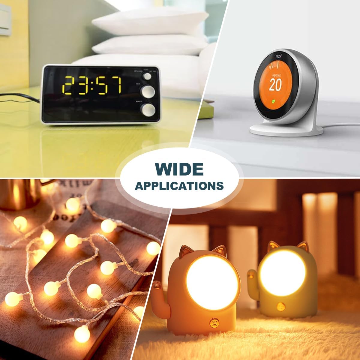 Lenink Adaptador de fuente de alimentación de CA ajustable para 2 pilas AA 3 AA 4 AA, adaptador de repuesto de batería AA para luces LED,