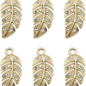 Dijes creativos de diamantes de imitación de hojas, 20 piezas, dijes de hoja de aleación para bricolaje, llavero, collar, aretes, accesorios de Dijes creativos de diamantes de imitación de hojas, 20 piezas, dijes de hoja de aleación para bricolaje, llavero, collar, aretes, accesorios de