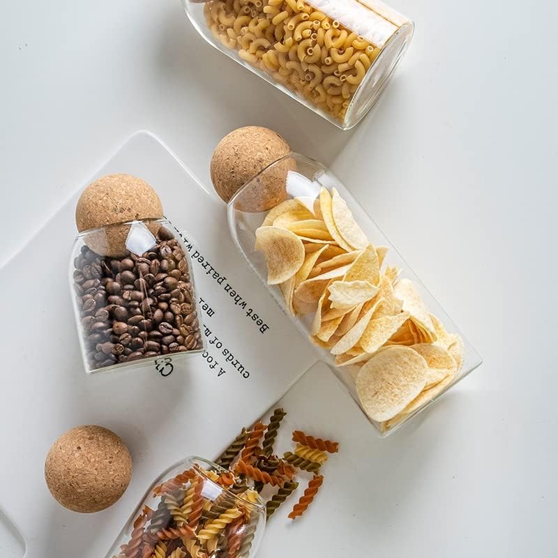 Tarros de vidrio con tapas de corcho, tarro de caramelo con tapa, tarro de café para mostrador, tarro de galletas con tapas herméticas, tarro de