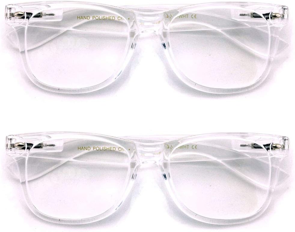 V.W.E. 2 pares de anteojos de lectura transparentes de color neón de lujo, cómodos y elegantes para lectores simples