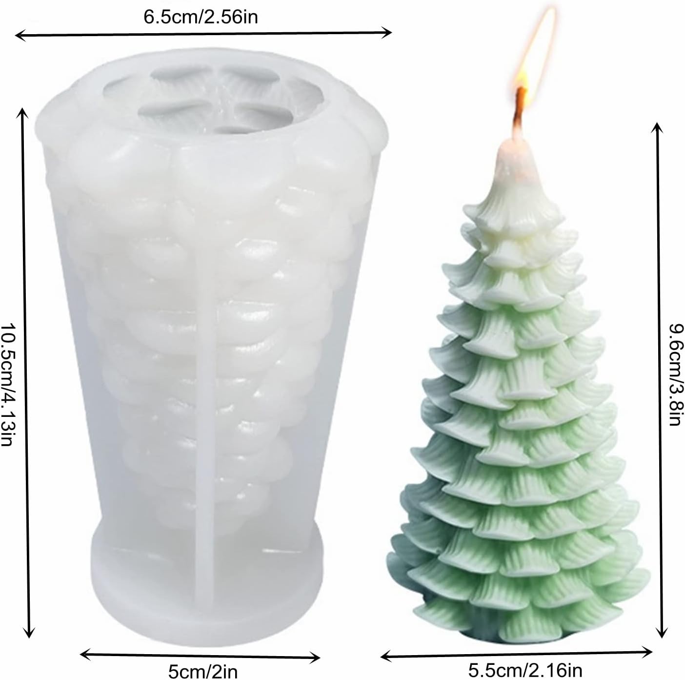 Molde de silicona para velas de árbol de Navidad de cedro, pastel de fondant, molde de chocolate para hornear, molde de yeso de resina epoxi para