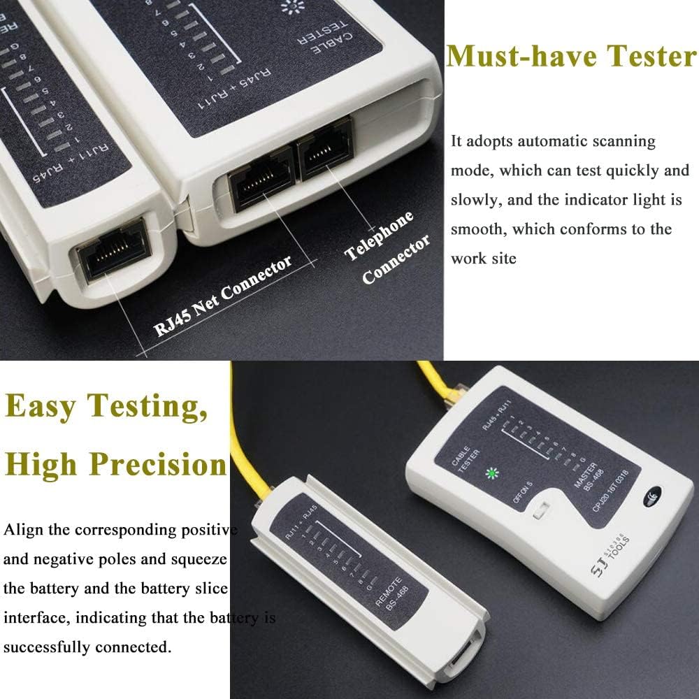 LEATBUY – Juego de crimpadoras CAT5CAT6 Kit de herramientas de crimpado para RJ45RJ11RJ12Cat5e, cortador profesional de conectores de cable,