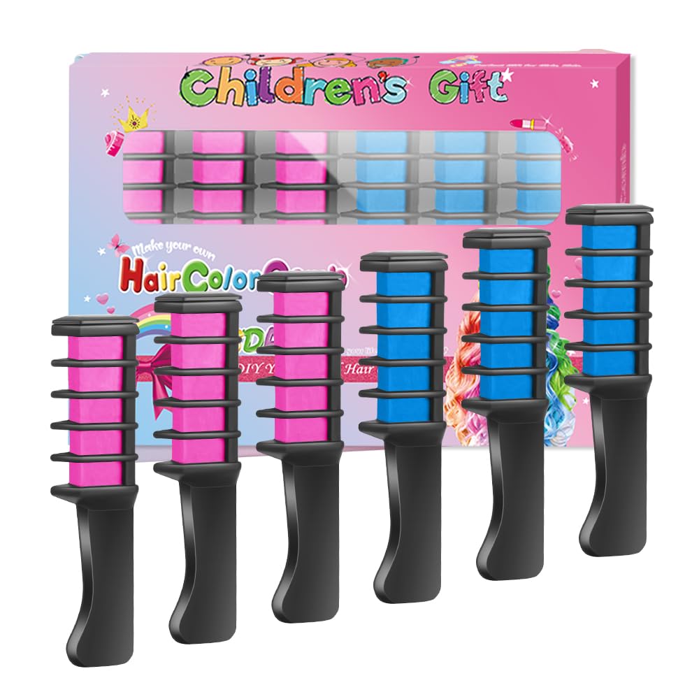 MSDADA Nuevo peine de tiza para el cabello, tinte temporal para niñas y niños con cabello de color claro, tiza lavable para niñas de 4, 5, 6, 7, 8,