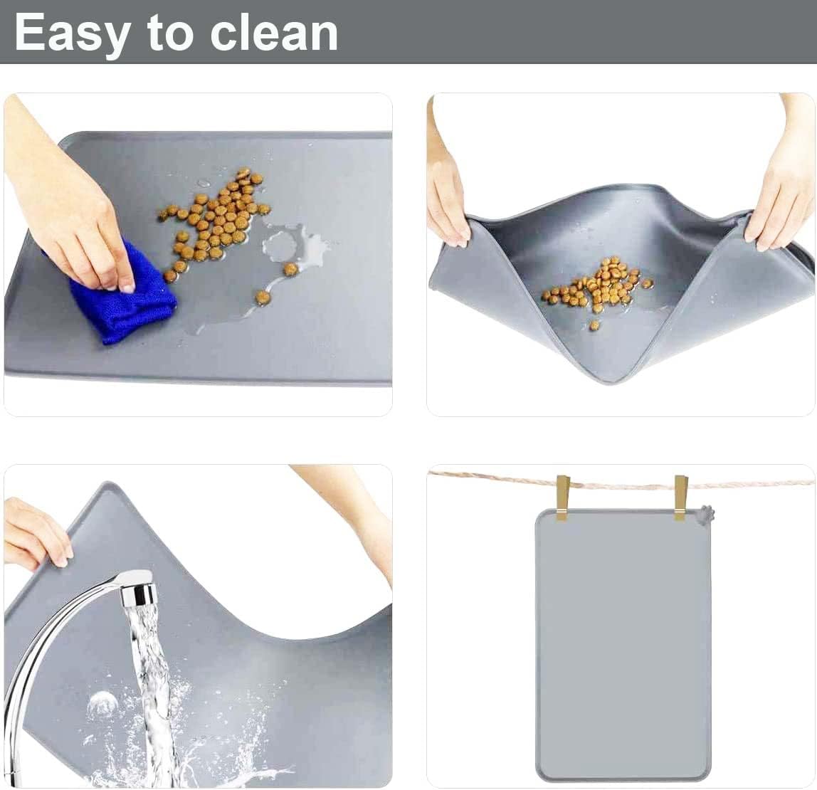 Tapete de silicona impermeable de 18.8 x 12 pulgadas, antideslizante para tazón de mascotas, tapete de alimentación de mascotas (18.8 x 12 pulgadas,