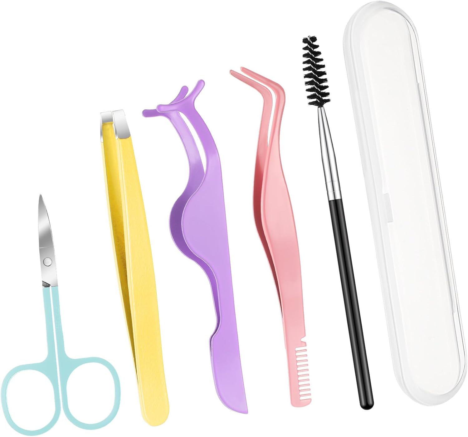 Juego de 6 herramientas aplicadoras de pestañas, pinzas de pestañas para extensiones de pestañas, tijeras de pestañas postizas de acero inoxidable,