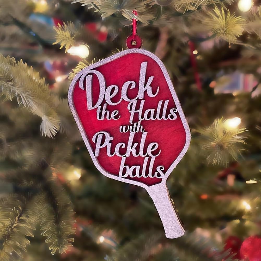 Adorno de Pickleball, adorno de Navidad de pickleball, adorno de madera de Navidad, adorno de Navidad de pickleball, adorno de regalo de bolas de