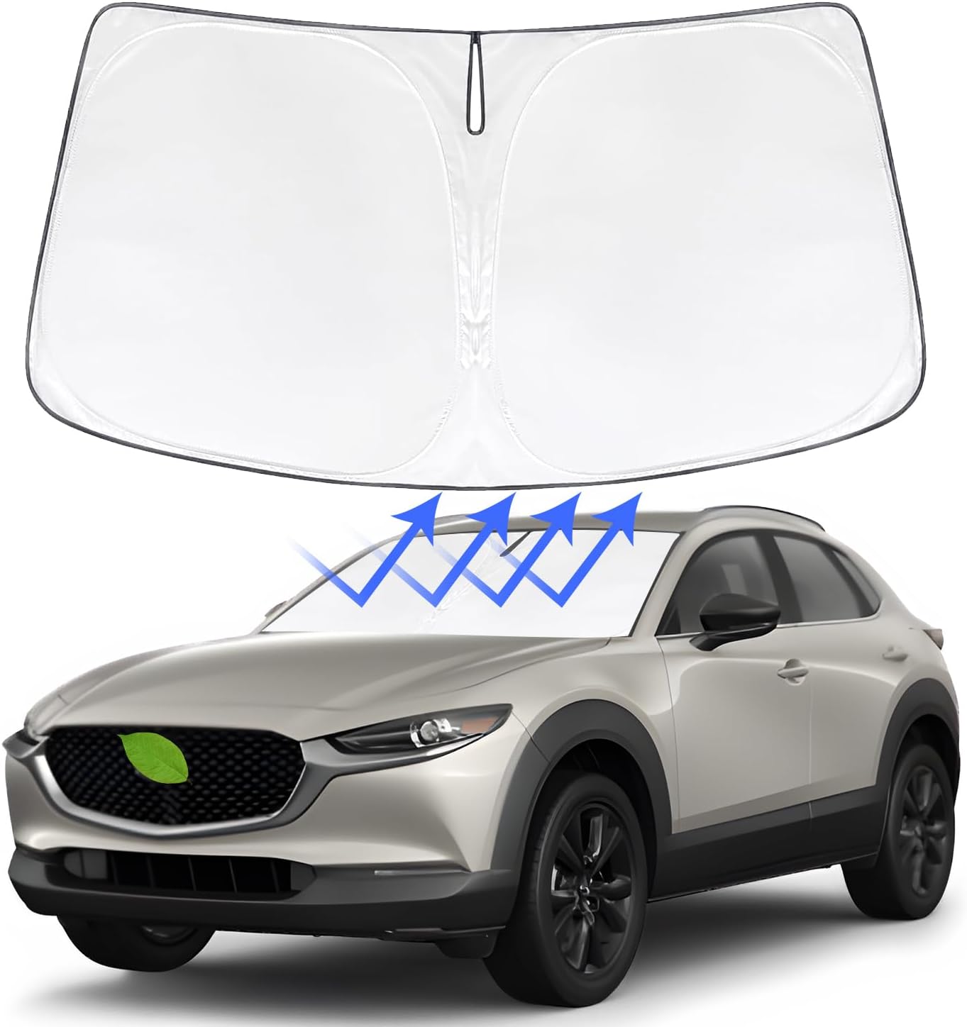 Parasol de ajuste personalizado compatible con Mazda CX30 2019-2025, protector plegable para parabrisas, bloquea los rayos UV y el calor solar,