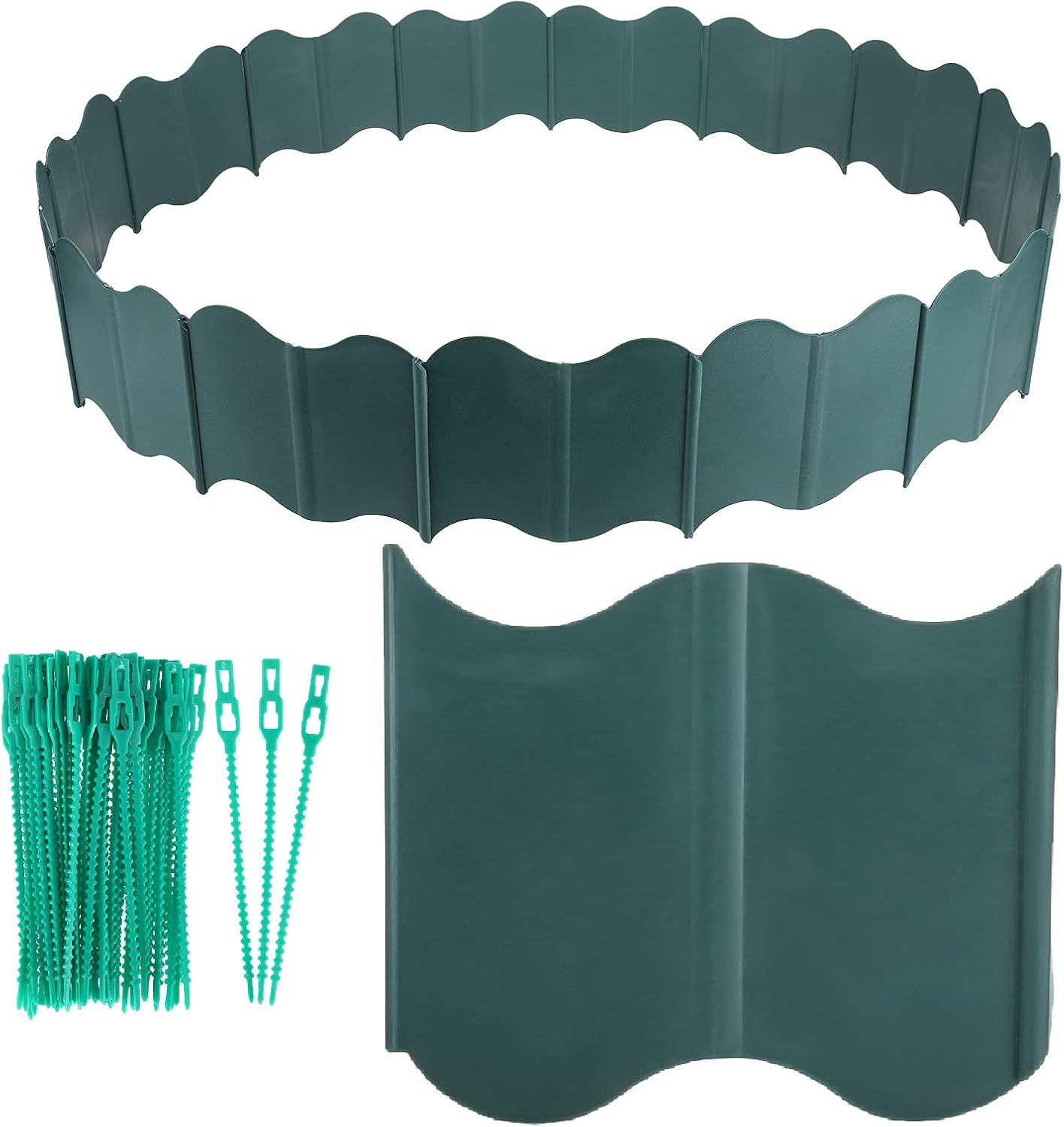 Juego de 40 bordes de jardín, 40 unidades, borde de césped entrelazado, borde decorativo para jardín, césped, cama de flores (40, verde)