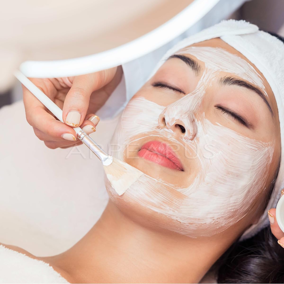 Cepillo de abanico para máscara facial, aplicador de máscara facial de cerdas de jabalí naturales para tratamientos de cáscara ácida, máscaras (1