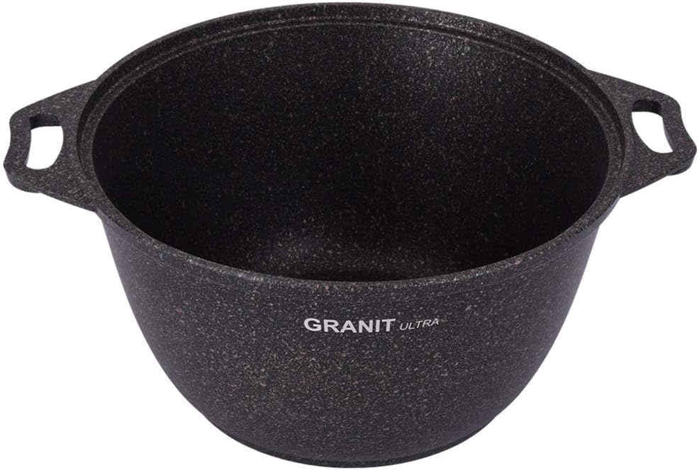 Olla de aluminio con tapa de vidrio “Granit ultra” Olla de cocina (4.2 cuartos de galón))
