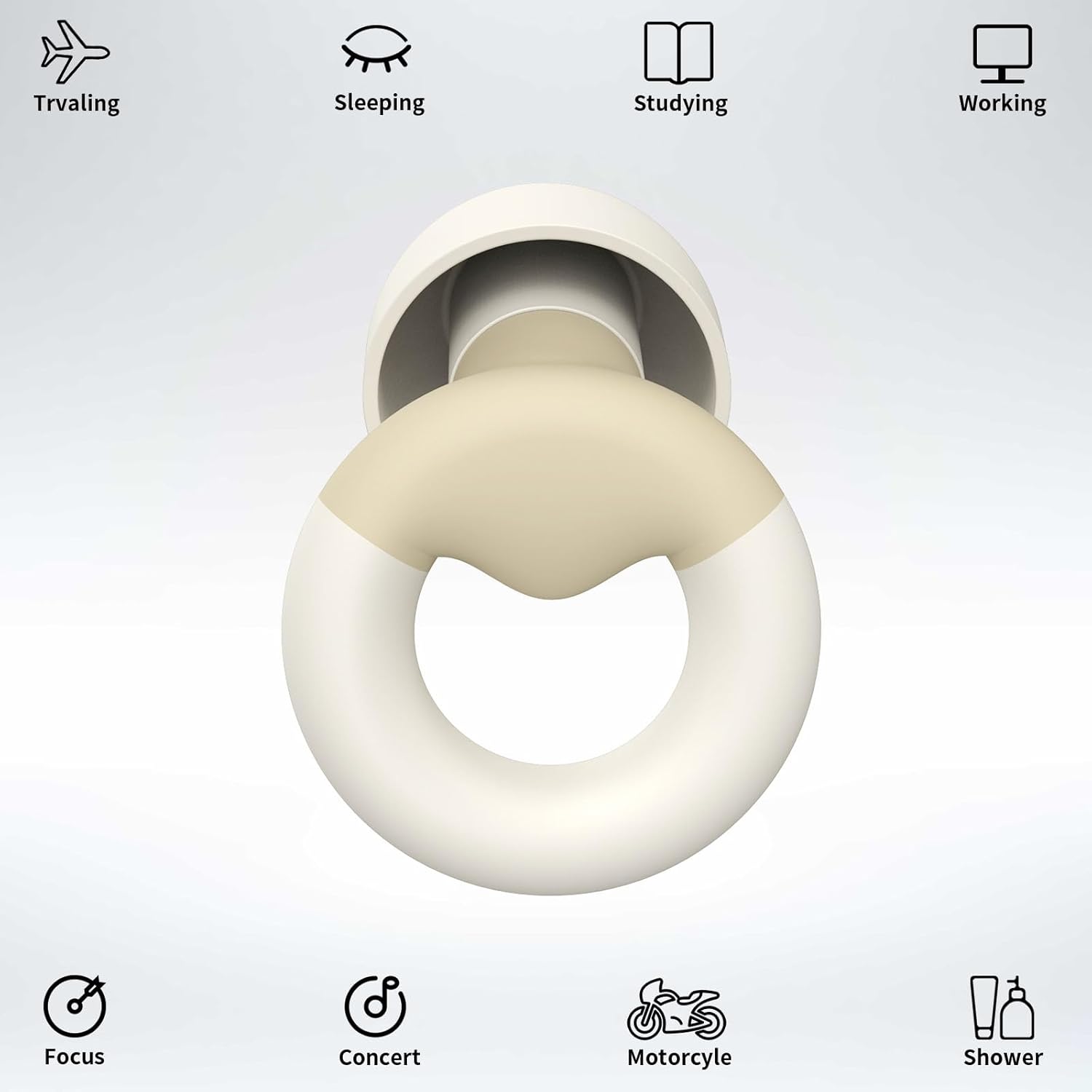 JUSTRVN Tapones para los oídos para dormir, 2 pares de tapones reutilizables para reducción de ruido 25dB-30dB con 8 almohadillas para los oídos,