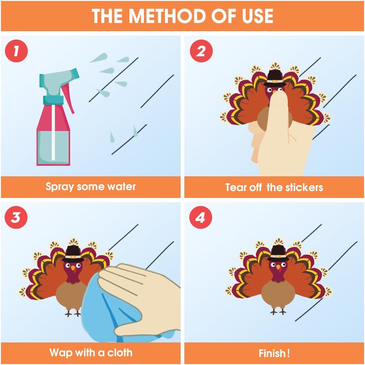 Horaldaily 125 calcomanías para ventana de otoño, cosecha de otoño de Acción de Gracias, hojas coloridas, calabaza, pavo, para suministros de fiesta