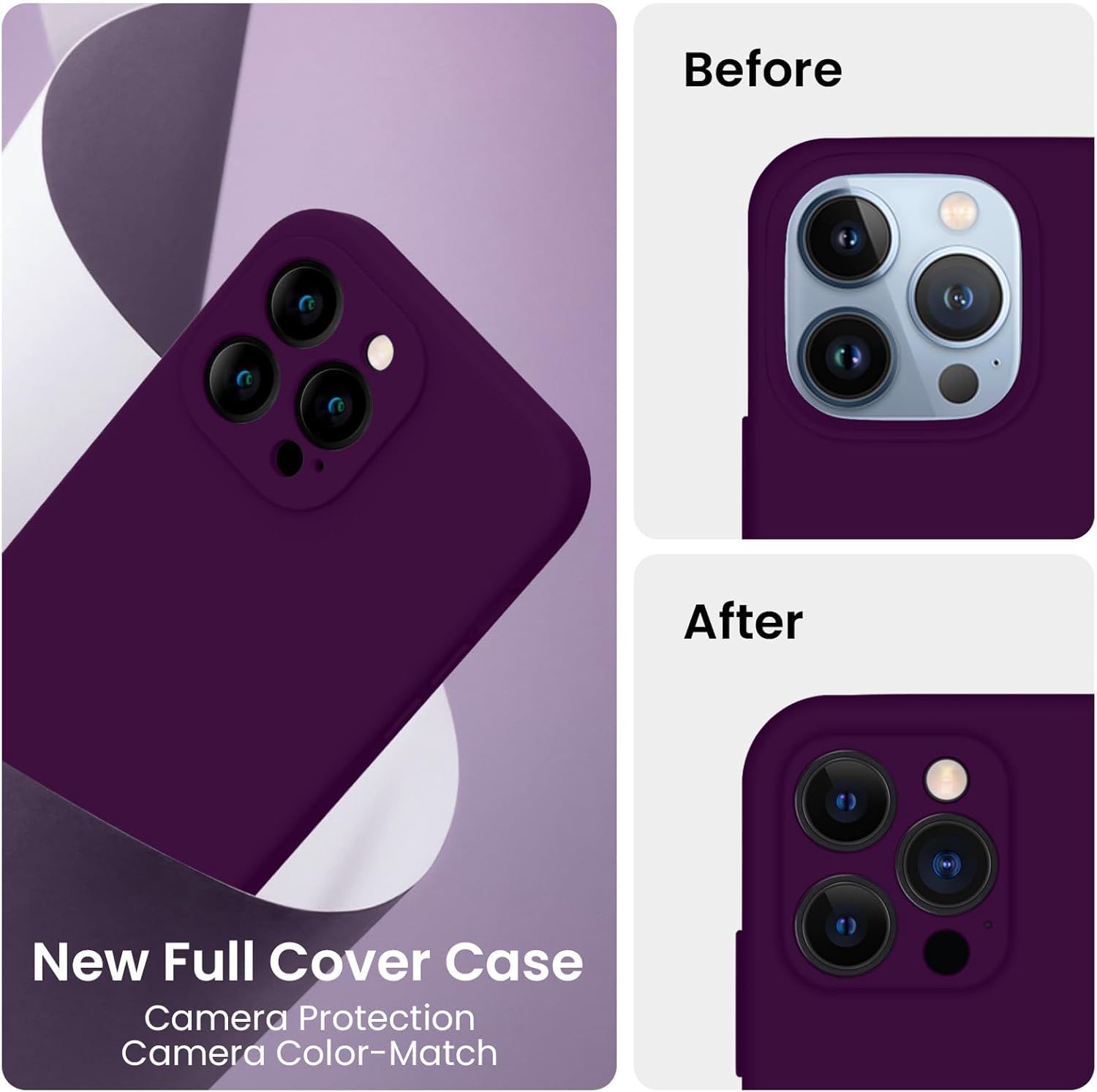 FireNova Funda para iPhone 13 Pro Max, funda de silicona mejorada protección de cámara para iPhone 13 ProMax con 2 protectores de pantalla, forro