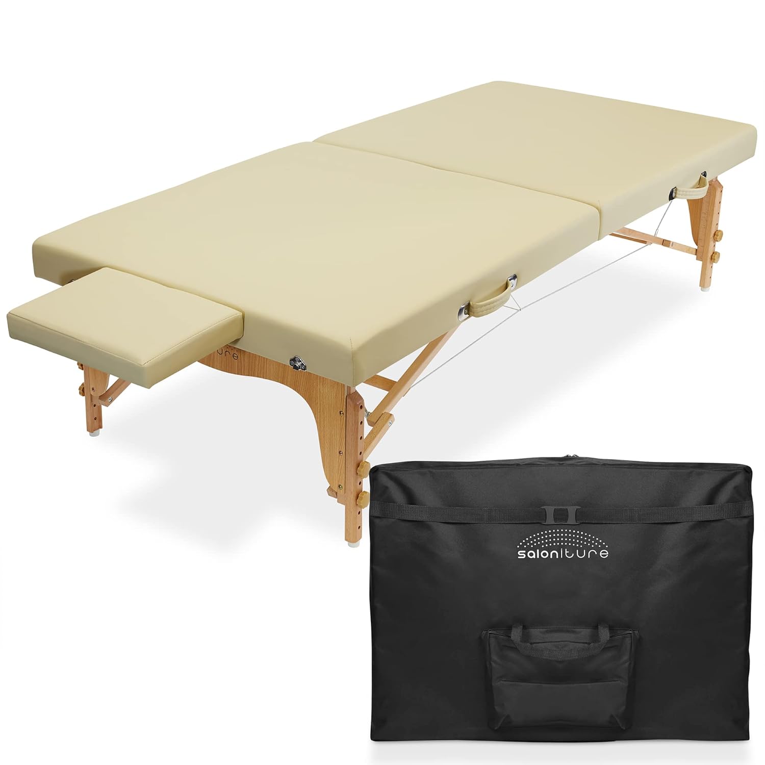 Saloniture Mesa portátil de masaje de terapia física, plataforma de tratamiento de estiramiento bajo al suelo, color crema