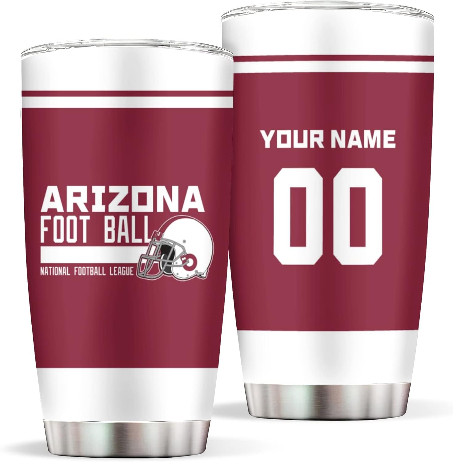 Arizona – Vaso personalizado de 20 onzas con tapas y pajita, taza de café de viaje personalizada, vasos aislados, regalo de fútbol para hombres,