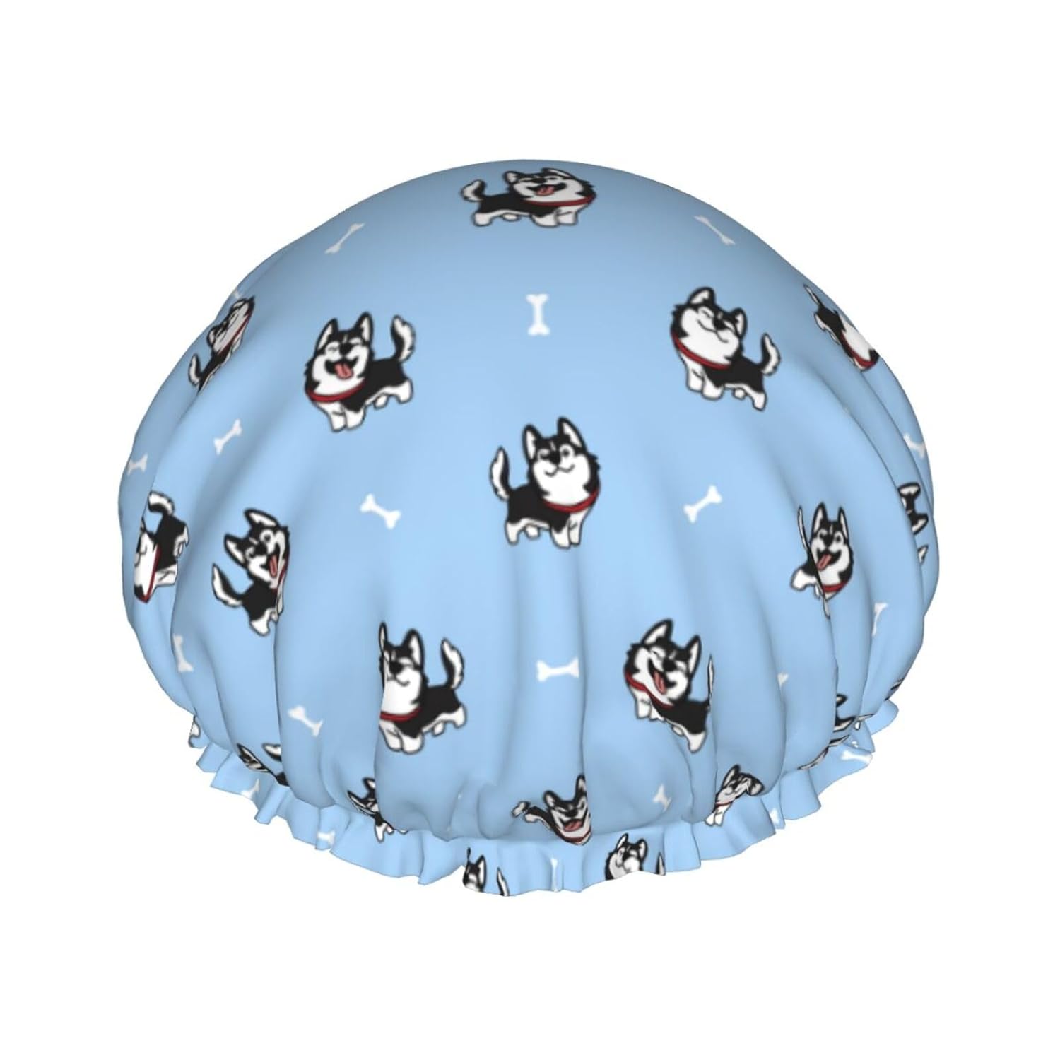Black Dog Shower Cap Reusable Waterproof,Shower Caps For Women With Double Hair Caps,Bathing Cap Hair Cap For Shower