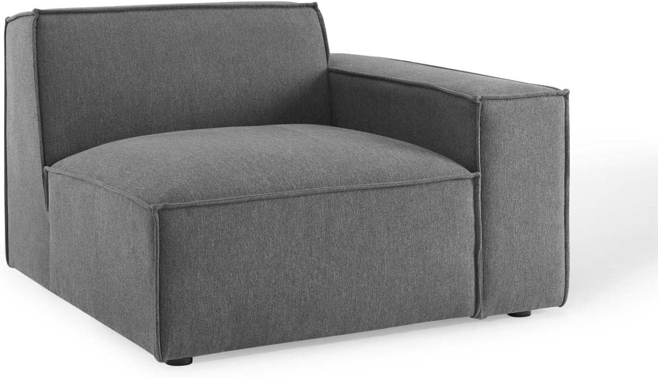 Modway Restore – Sofá modular tapizado, 5 piezas con diván, color carbón