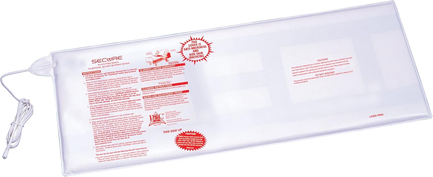 Alarma de cama segura para adultos mayores, almohadilla de sensor de presión de cama de 12 x 30 pulgadas, monitor de alarma para pacientes de 80 db,