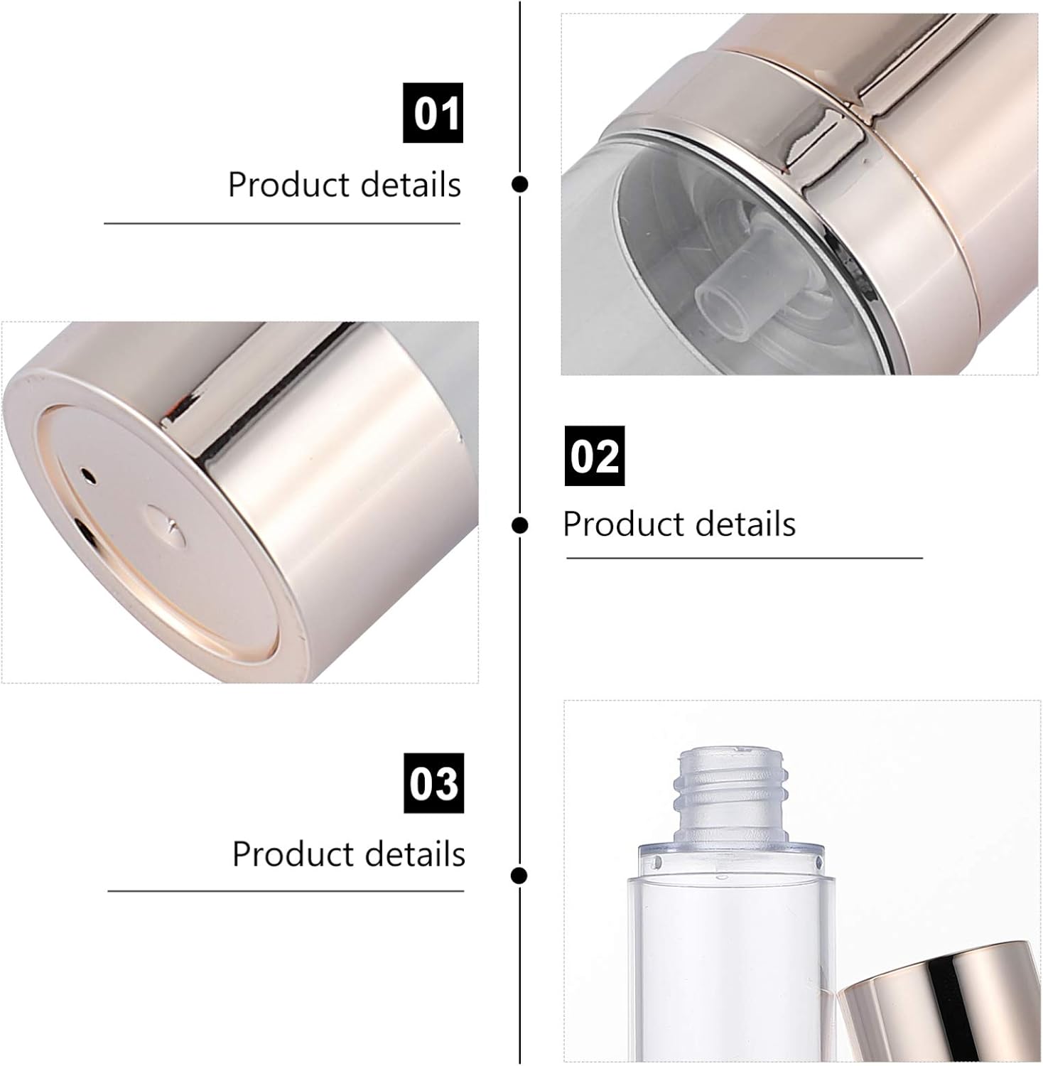 Exceart 6 botellas de plástico de viaje con aerosol, vacío, rellenable, reutilizable, bomba de líquido, dispensador cosmético, para artículos de