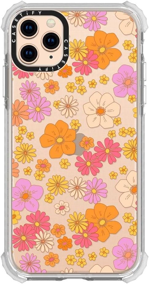 CASETiFY Funda Ultra Impact para iPhone 11 Pro Max protección contra caídas de 9.8 pies  Flores hippie retro boho (patrón floral de los años 6070