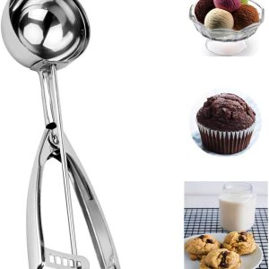 Cuchara para galletas de acero inoxidable 188 para hornear – Tamaño grande – Cuchara para masa de galletas duradera – 4 cucharas Cuchara para galletas de acero inoxidable 188 para hornear – Tamaño grande – Cuchara para masa de galletas duradera – 4 cucharas