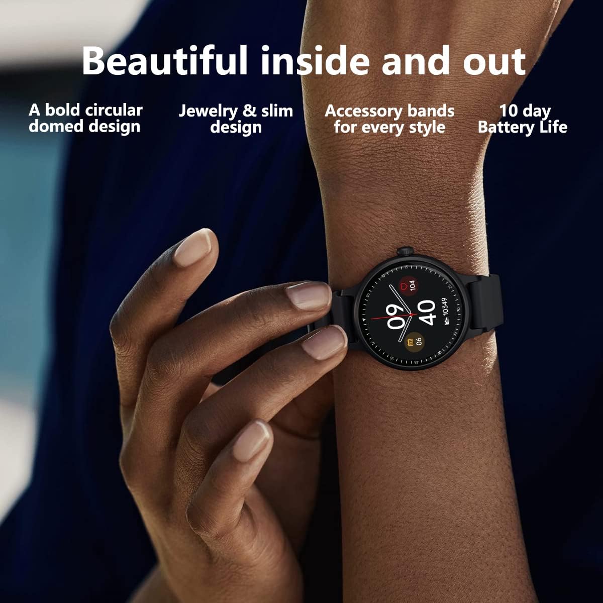 FITVII Reloj inteligente para mujer, contador de pasos, monitor de actividad física con presión arterial 247 y monitor de oxígeno en sangre, monitor