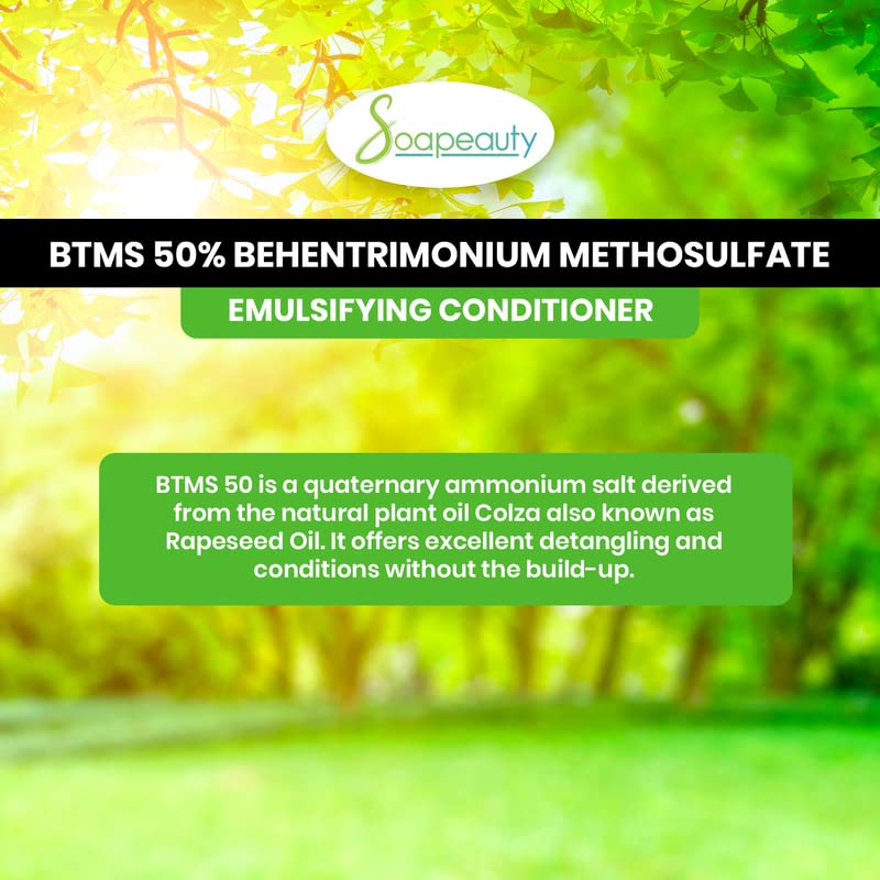 2 OZ BTMS 50 emulsionante acondicionador derivado de aceite de colza y consta de metosulfato de behentrimonio, alcohol cetílico y butilenglicol.