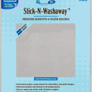 Pellon, Estabilizador Stick-N-Washaway blanco, 8.5 x 11 pulgadas, paquete de 5 Pellon, Estabilizador Stick-N-Washaway blanco, 8.5 x 11 pulgadas, paquete de 5